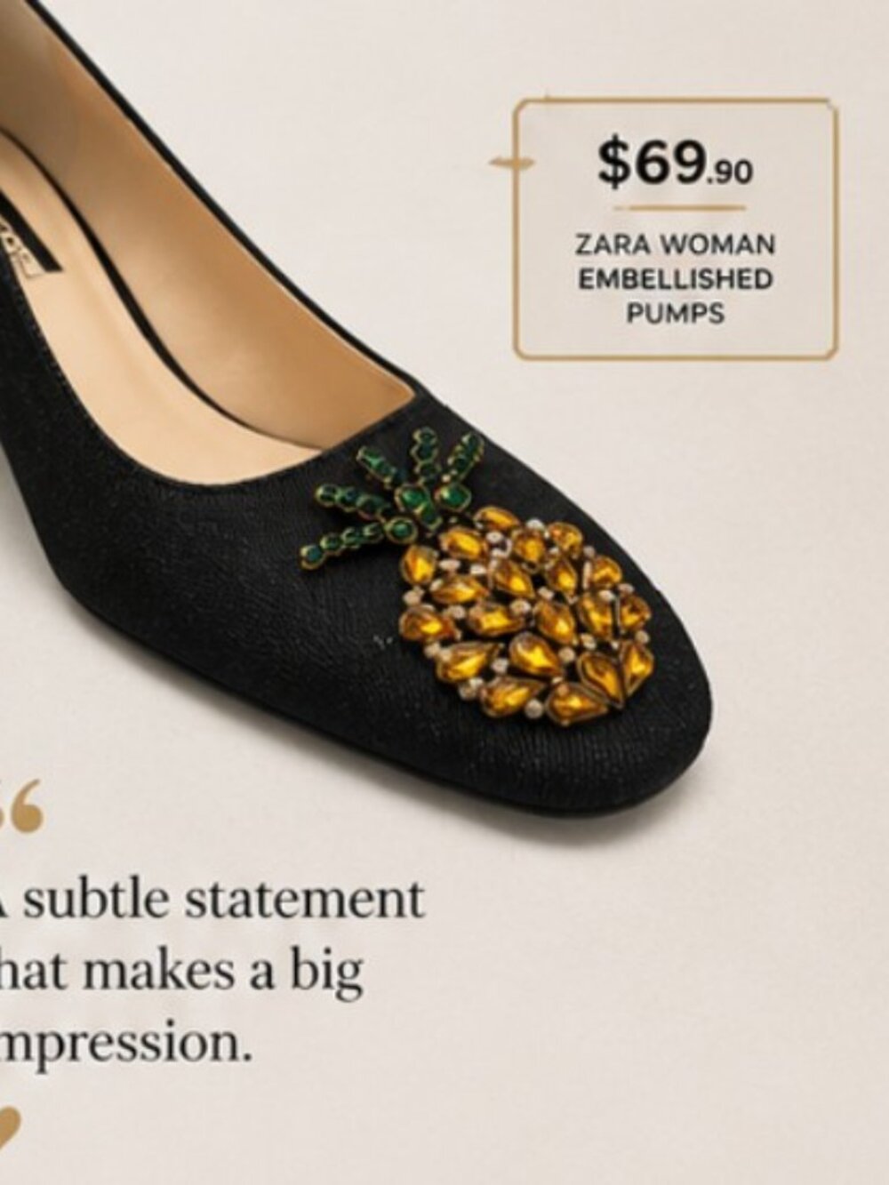 ZARA Embellished Block Heel Pumps – Elegant Statement Collection